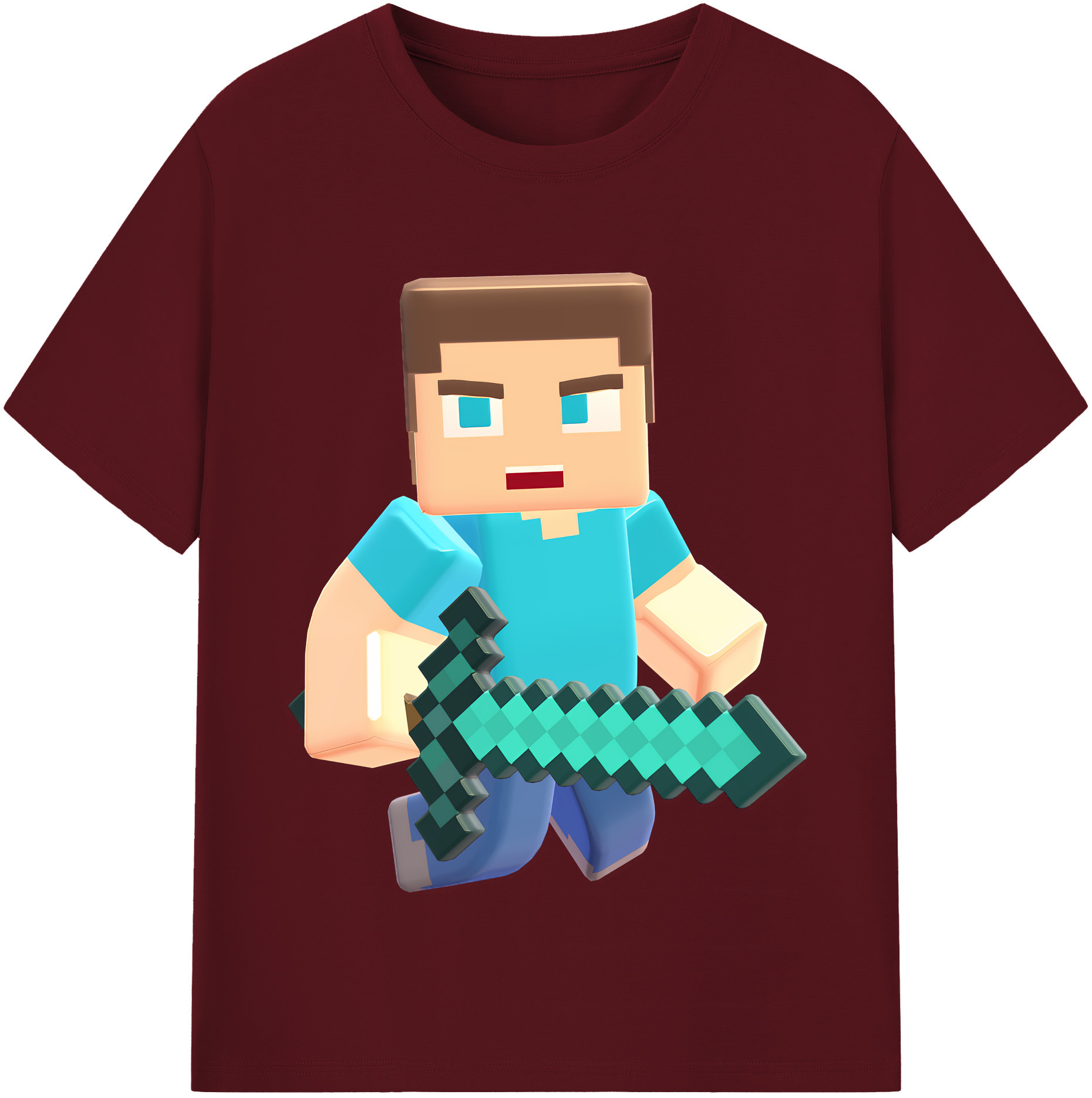 （画像用） マインクラフト ブロックの世界 Minecraft MC Block world 綿100％半袖Tシャツ（フロントプリント）